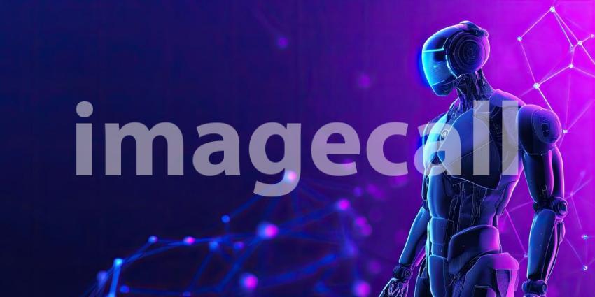 Futuristic AI humanoid robot with copyspace background, a sleek, high-tech humanoid robot standing in a neutral, minimalist setting, with smooth metallic surfaces and glowing elements, leaving ample space for text or branding.