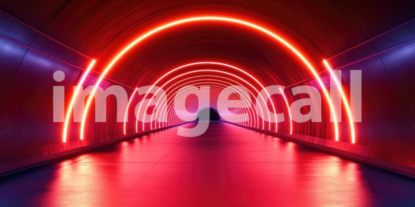 Futuristic tunnel with glowing red laser lights background, a sleek, high-tech corridor illuminated by vibrant red lasers, creating a dynamic and immersive atmosphere with sharp, glowing beams cutting through the dark surroundings.