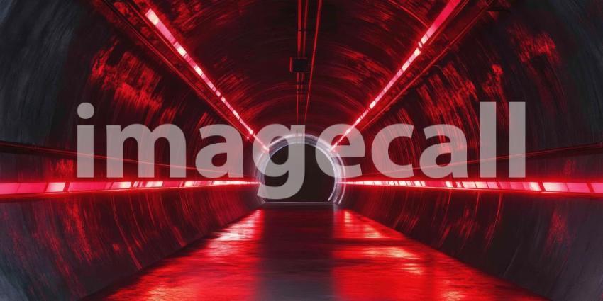 Futuristic tunnel with glowing red laser lights background, a sleek, high-tech corridor illuminated by vibrant red lasers, creating a dynamic and immersive atmosphere with sharp, glowing beams cutting through the dark surroundings.