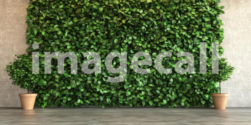 Green plants and leaves wall background, a lush and vibrant wall covered with a variety of plants and leaves in different shades of green, creating a natural, refreshing, and serene atmosphere with a touch of nature indoors.