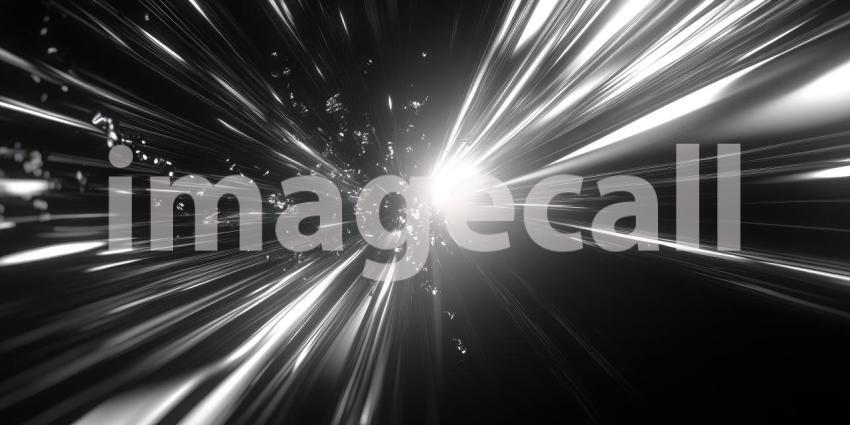 High Speed Light Streaks Radiating from Bright Light Source Background, Dynamic Light Trails Expanding from a Central Bright Source