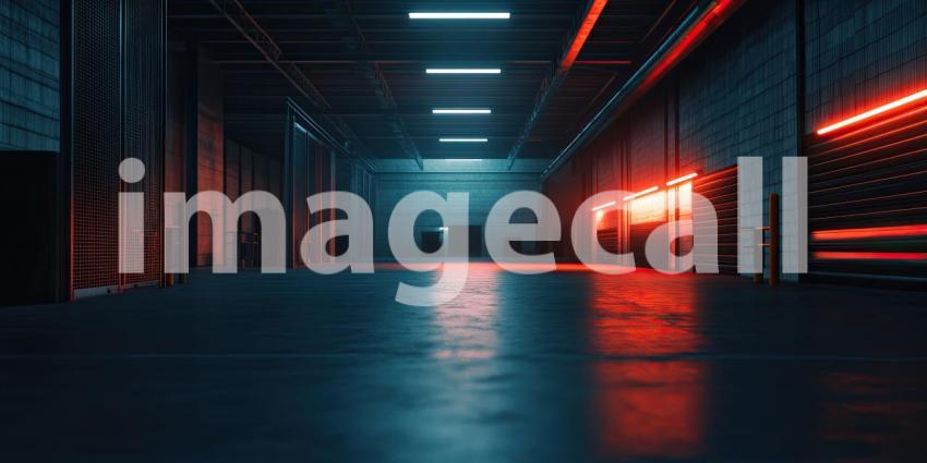 Industrial Warehouse Interior with Bright Lighting Background, Spacious Warehouse with High Ceilings and Illuminated by Bright Lights