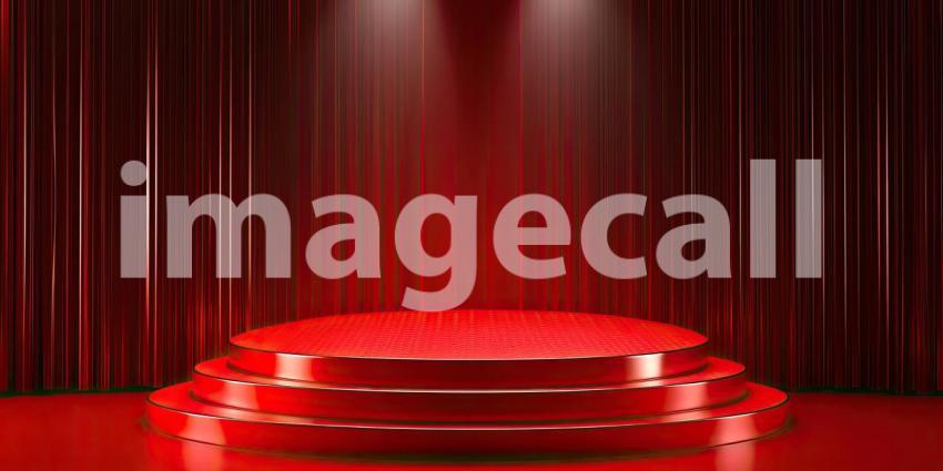 Minimalist elegant themed podium stage round background, a sleek and simple podium on a circular stage, bathed in soft lighting, with clean lines and an elegant, understated design that creates a sophisticated, modern atmosphere.