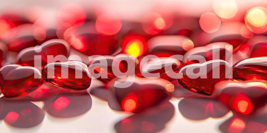 Heart-shaped balloons floating in a field background, vibrant red and pink balloons drifting in the air over a lush green field, creating a romantic and whimsical atmosphere, perfect for Valentines Day or a love-themed setting.