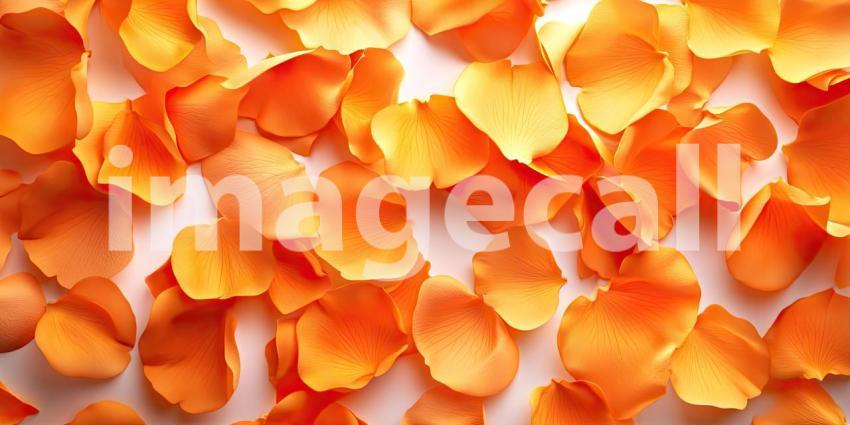 Orange flower petals scattered background, delicate petals in vibrant shades of orange spread across a surface, creating a warm and inviting atmosphere with a touch of natural beauty.