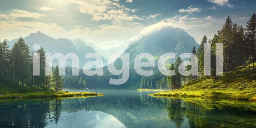 Peaceful mountain landscape with layers background, soft, rolling mountain ranges in varying shades of blue and green, fading into the distance, with a tranquil sky above, creating a serene and harmonious natural scene.
