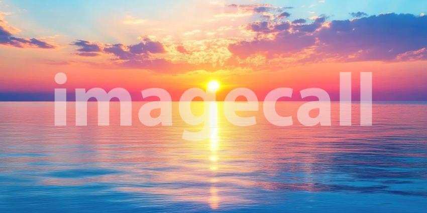 Peaceful Sunset Over Calm Water Background, Serene Scene with Soft Colors Reflecting on Tranquil Water Under a Beautiful Sunset Sky