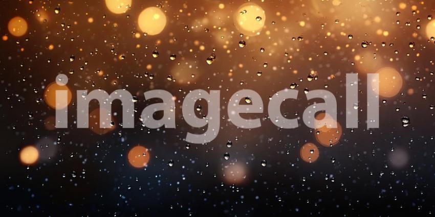 Raindrops on Glass with Blurred Lights Background, Softly Blurred Lights Creating a Dreamy Effect Through Wet Glass with Raindrops