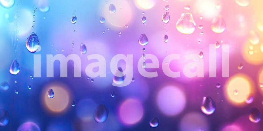 Raindrops on Glass with Blurred Lights Background, Softly Blurred Lights Creating a Dreamy Effect Through Wet Glass with Raindrops