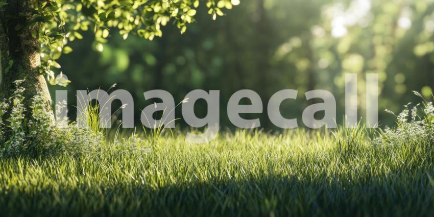 Realistic Long Green Grass Background, Lush and Vibrant Blades of Grass Creating a Fresh, Natural Scene