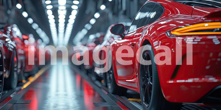 Multiple Parked Vehicles Under Bright Lighting Modern Automotive Showroom Background, Sleek Cars Displayed in a Well-Lit, Contemporary Showroom Environment