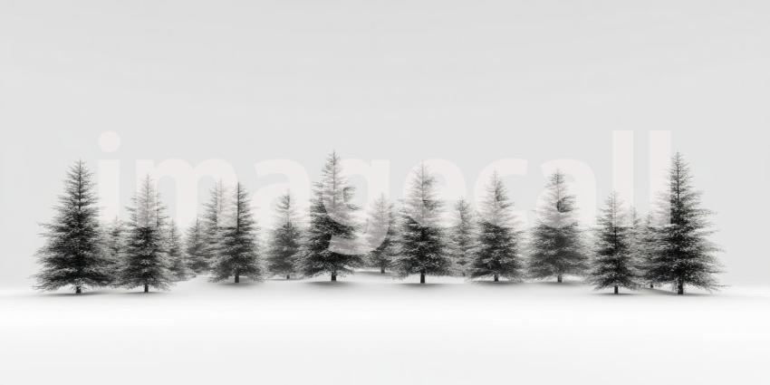 Snow-covered pine trees background, tall pine trees blanketed with fresh snow, creating a peaceful and serene winter scene, with soft, white snowflakes gently resting on the branches, evoking the beauty and stillness of a snowy forest.