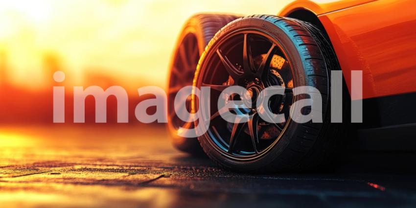 Stack of Racing Sports Car Tires with Vibrant Background, Bold Racing Tires Piled Up Against a Colorful, Energetic Backdrop
