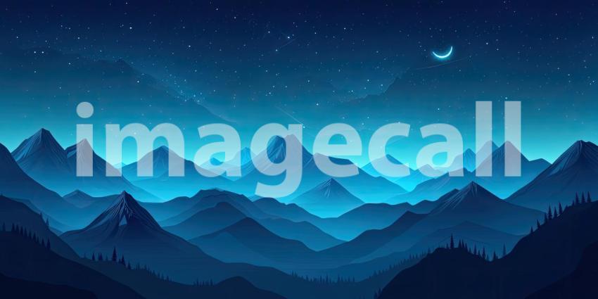 Stunning Night View of Mountains Background, Breathtaking Mountain Landscape Under a Starry Night Sky