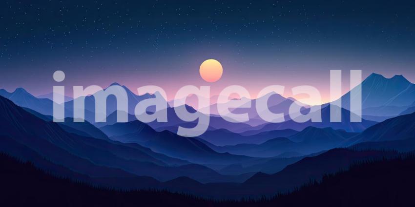 Stunning Night View of Mountains Background, Breathtaking Mountain Landscape Under a Starry Night Sky