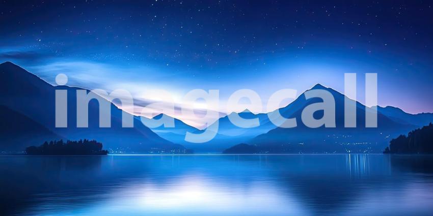 Stunning Night View of Mountains Background, Breathtaking Mountain Landscape Under a Starry Night Sky