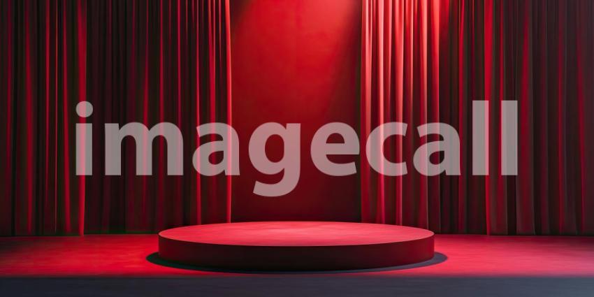 Vibrant Empty Stage Podium Background, Colorful and Elegant Stage Setup with Podium Ready for Presentation