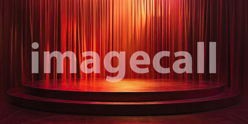 Vibrant Empty Stage Podium Background, Colorful and Elegant Stage Setup with Podium Ready for Presentation