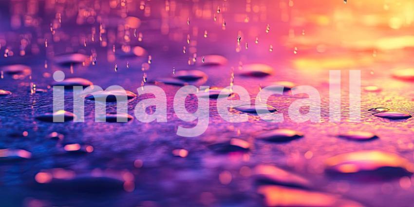 Water Droplets on Colorful Surface Background, Sparkling Droplets Reflecting Light on a Vibrant, Multicolored Surface