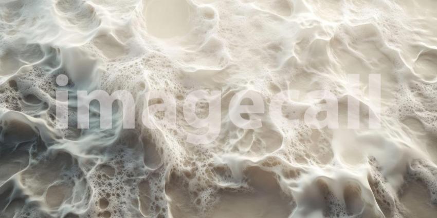 White waves lapping on a sandy beach background, gentle surf rolling onto the soft golden sand, creating a serene and tranquil coastal scene under a clear sky.