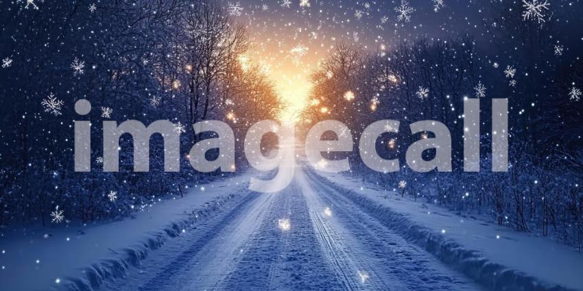Winter Snow Background with Sparkling Stars Background, Tranquil Snowy Landscape Glimmering with Twinkling Stars in the Night Sky