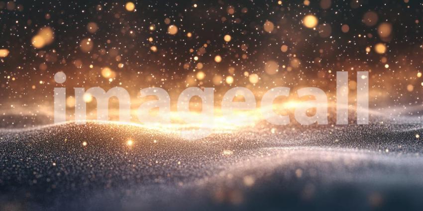 Winter Snow Background with Sparkling Stars Background, Tranquil Snowy Landscape Glimmering with Twinkling Stars in the Night Sky