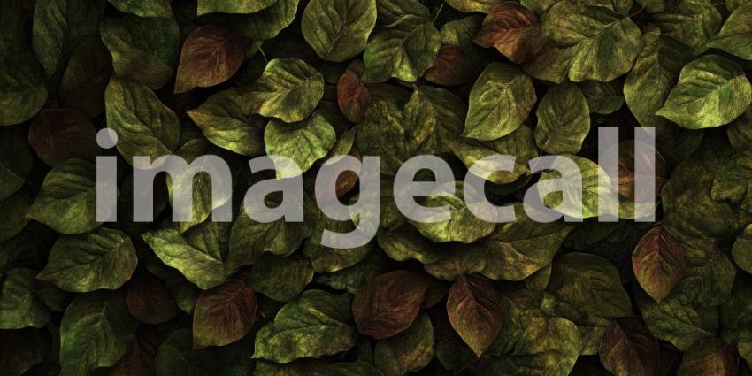 Autumn Foliage: Dense Arrangement of Leaves in Various Stages of Color Change from Green to Shades of Yellow, Orange, and Red