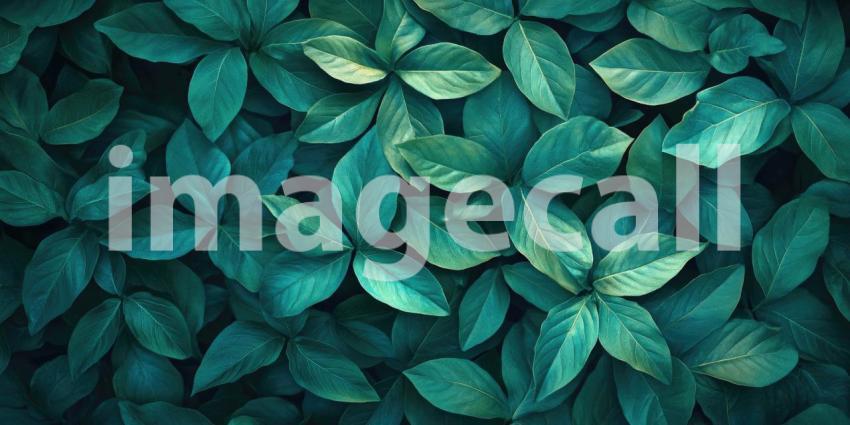 Dense Arrangement of Green Leaves with Intricate Veins and Overlapping Patterns, Creating a Lush and Vibrant Natural Canopy