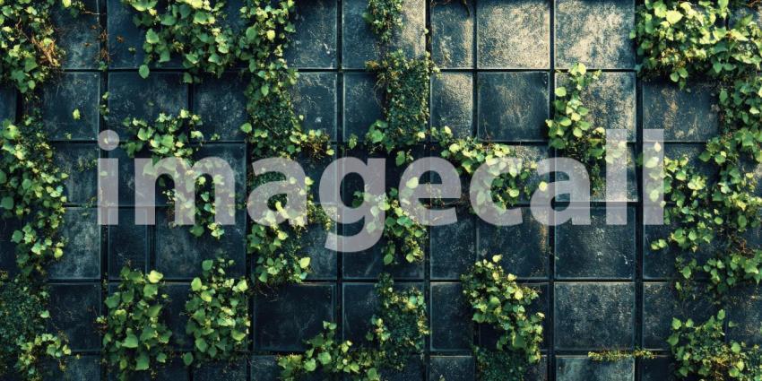 Sustainable Green Roof with Solar Panel Array: Sunlight-Filled Integration of Renewable Energy and Lush Vegetation in a Forested Environment
