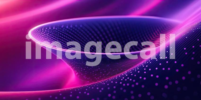 Futuristic Digital Funnel: Dynamic Purple and Pink Abstract Artwork with Glowing Dots and Lines, Depicting Depth, Motion, and Energy in a Sci-Fi Inspired Design
