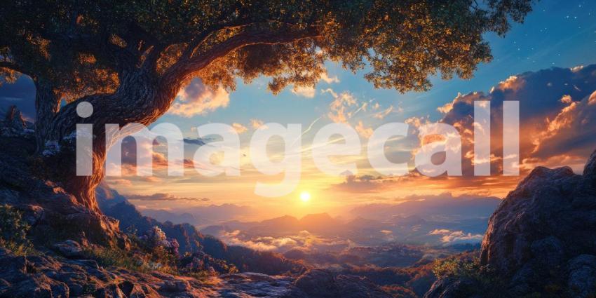 Stunning Sunset Over Serene Coastal Landscape: Dramatic Red and Pink Sky Reflecting Off Calm Water