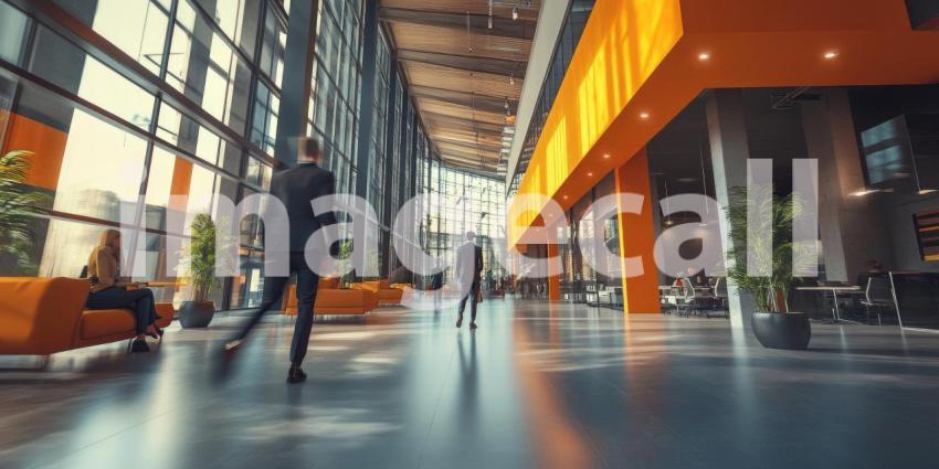Modern Office Workspace: Stylish Desk Setup with Laptop, Coffee Cup, and Office Supplies in a Contemporary Setting