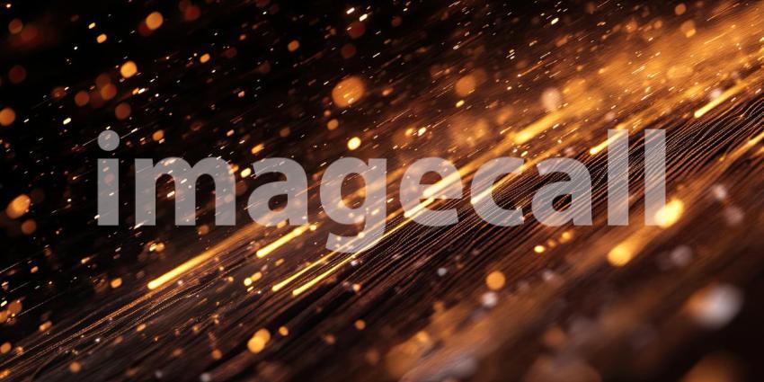 Dynamic Wave of Glowing Orange Dots: Abstract Digital Art with Fluid Motion and Bokeh Light Effects Against a Dark Background