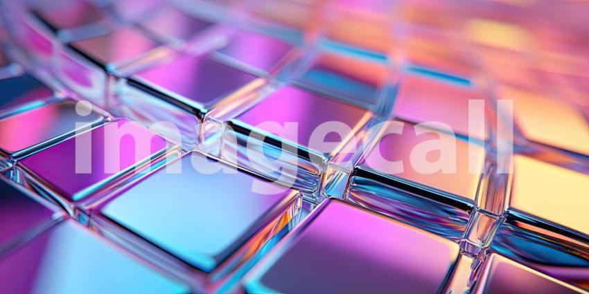 Vibrant Abstract Geometric Design: Complex Arrangement of Rectangular and Square Shapes in Layers, Featuring Shades of Pink, Purple, Blue, and Red