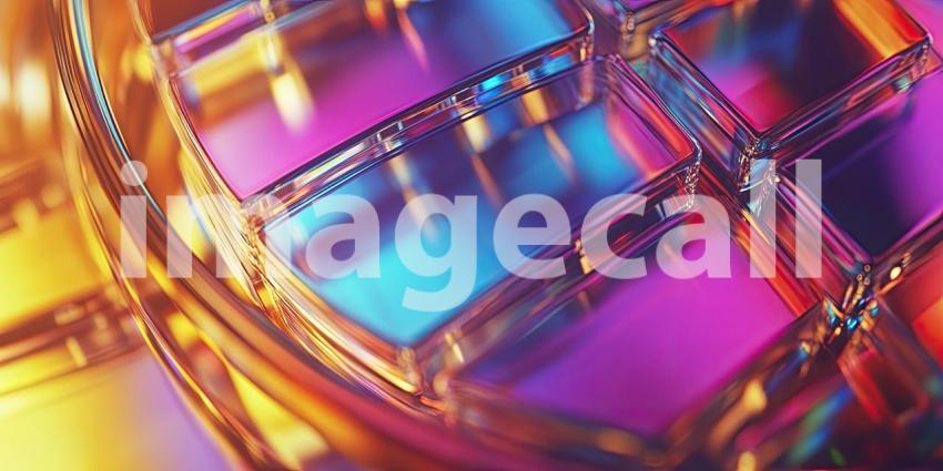 Vibrant Abstract Geometric Design: Complex Arrangement of Rectangular and Square Shapes in Layers, Featuring Shades of Pink, Purple, Blue, and Red