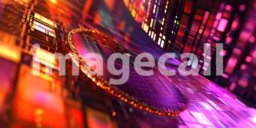 Vibrant Abstract Geometric Design: Complex Arrangement of Rectangular and Square Shapes in Layers, Featuring Shades of Pink, Purple, Blue, and Red