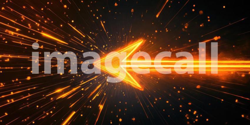 Dynamic Fiery Arrow: Glowing Arrow with Trail of Sparks and Light Against a Dark Background, Capturing Speed and Energy