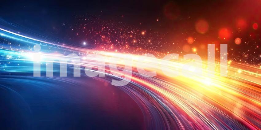 Vibrant Cosmic Explosion: Dynamic Burst of Blue and Orange Light Particles Radiating from a Central Point in Space