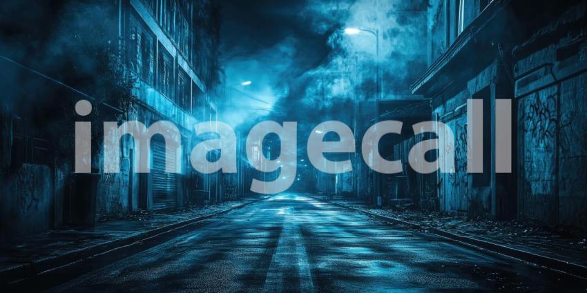 A deserted, moonlit alleyway casts long, eerie shadows, inviting a sense of mystery and a hint of danger