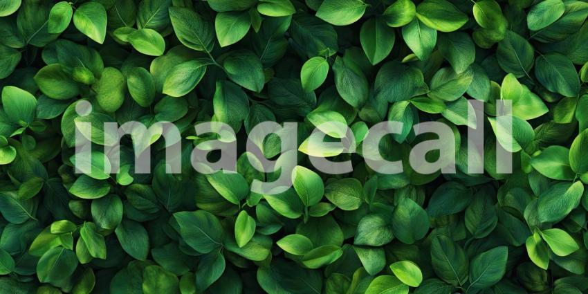 A lush expanse of vibrant green leaves creates a mesmerizing natural pattern, showcasing the beauty and vitality of nature