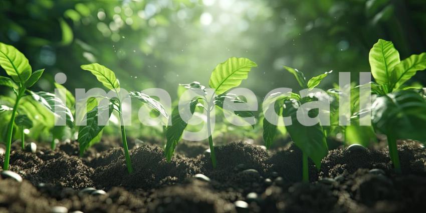 A branch laden with unripe coffee beans, bathed in the warm glow of the morning sun, hints at the rich flavors and aromatic delights that await in the final cup