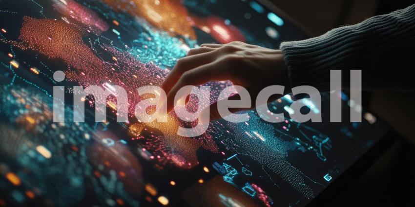 A hand reaches out to touch an interactive map, illuminating a network of interconnected data points, symbolizing the power of data visualization and the potential for new discoveries