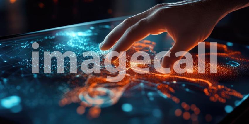 A hand reaches out to touch an interactive map, illuminating a network of interconnected data points, symbolizing the power of data visualization and the potential for new discoveries