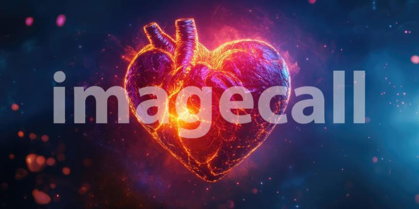 A Heart of Fire: A vibrant, pulsating heart, ablaze with fiery energy, symbolizes the passion, vitality, and resilience of the human spirit