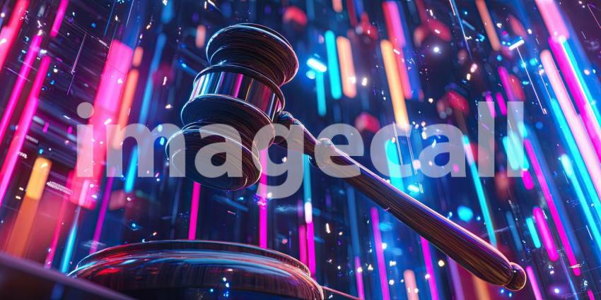 A gavel, symbol of justice, rests on a circuit board, highlighting the evolving landscape of law in the face of rapid technological advancements and the challenges of navigating the digital world