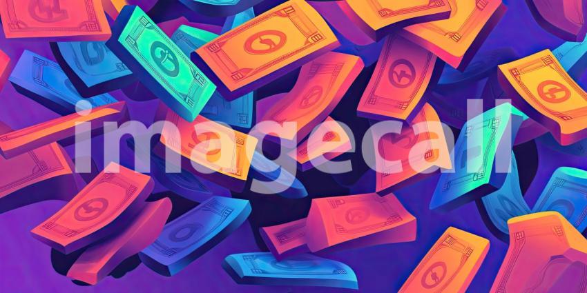 A vibrant array of colorful coins, adorned with dollar signs, creates a playful and eye-catching visual representation of wealth and prosperity