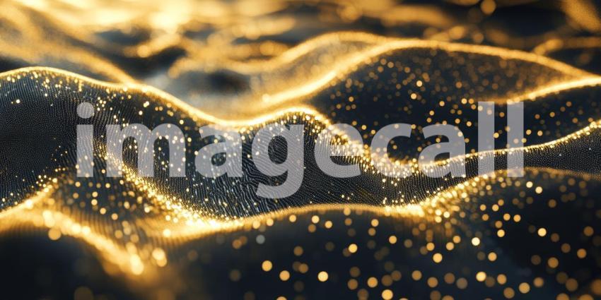 A mesmerizing expanse of shimmering particles, undulating like a golden sea, evokes a sense of wonder and the vastness of the cosmos