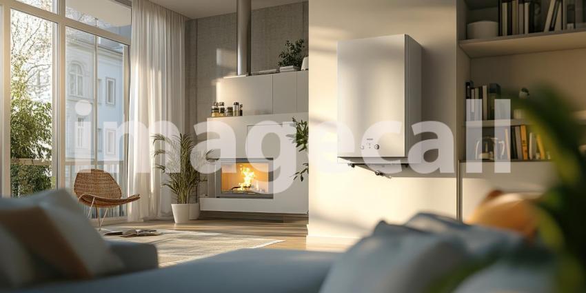 Sunlight streams through a window, illuminating a modern kitchen with a sleek refrigerator as its centerpiece. The warm light casts a welcoming glow, inviting you to imagine a cozy meal being prepared