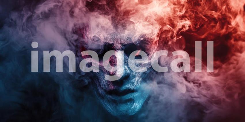 A ghostly skull emerges from a swirling cloud of smoke, casting an eerie glow and evoking a sense of otherworldly dread