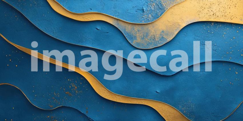 A mesmerizing abstract artwork, reminiscent of marble, where swirls of deep blue and shimmering gold create a luxurious and captivating visual experience